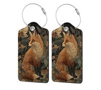 Red Fox Lot de 2 étiquettes de bagage en cuir avec rabat d'intimité et boucle en métal pour homme et femme