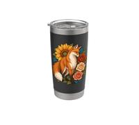 Red Fox observe trois roses Gobelet isotherme en acier inoxydable double paroi