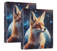 Red Fox Planet Earth Lot de 2 classeurs à 3 anneaux en D A4 avec 200 feuilles pour enfants, fournitures scolaires, femmes et hommes
