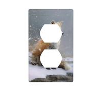 Red Fox Sits by The River Couvercle d'interrupteur décoratif 1 gang Plaque murale pour cuisine salle de bain Taille 7 x 11,4 cm