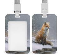 Red Fox Sits by The River Porte-badge rétractable à clip pour carte de protection pour le travail, le bureau, les médecins, les infirmières