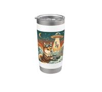 Red Fox UFO Alien Abduction Graphique chien Gobelet isotherme en acier inoxydable double paroi