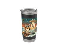 Red Fox UFO Alien Abduction Graphique chien Gobelet isotherme en acier inoxydable double paroi