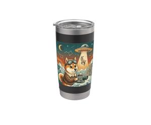 Red Fox UFO Alien Abduction Graphique chien Gobelet isotherme en acier inoxydable double paroi