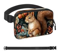 Red Fruit Forest Squirrel-1062 Sac banane unisexe de style : sac banane tendance, sac à bandoulière sport fin à la mode pour jogging, randonnée, randonneur, femme, homme, multicolore, 4 x 23 x 15 cm,