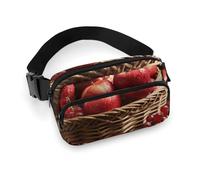 Red Fruit in A Basket Sac banane pour homme et femme Sac banane réglable décontracté pour voyage, sport, randonnée, blanc, 20,1 x 13 cm, blanc, 7.9x5.1inches