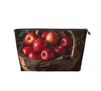 Red Fruit in a Basket Trousse de toilette de voyage en cuir PVC avec fermetures éclair dorées, organiseur étanche pour maquillage, articles de toilette et essentiels, Argenté., Taille unique, Trousse