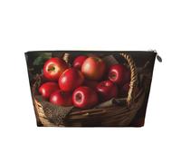 Red Fruit in a Basket Trousse de toilette de voyage en cuir PVC avec fermetures éclair dorées, organiseur étanche pour maquillage, articles de toilette et essentiels, doré, Taille unique, Trousse de