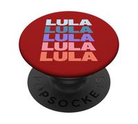Red: Funny Modern Repeated Text Design Lula PopSockets PopGrip Adhésif