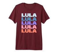 Red: Funny Modern Repeated Text Design Lula T-Shirt Haut de Gamme