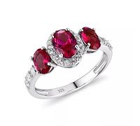 RED GEM NATURAL ZIRCON MINDE BIND Silver 925 Anneaux Bijoux Femmes