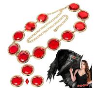 Red Gems Stone Chaîne de taille réglable, chaîne en pierre rouge pour accessoires de costume, ceinture de cosplay pour femme, accessoires de cosplay pour femme Halloween