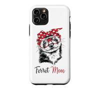Red Glasses Bandana Ink Illustration Happy Mom Ferret Lover Coque pour iPhone 11 Pro