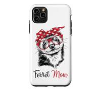 Red Glasses Bandana Ink Illustration Happy Mom Ferret Lover Coque pour iPhone 11 Pro Max