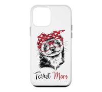 Red Glasses Bandana Ink Illustration Happy Mom Ferret Lover Coque pour iPhone 12 Mini