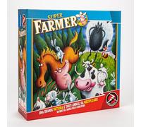 Red Glove - Jeu de société Super Farmer RG2007, 6-100 Ans, 6 Planches, 2 dés de 12 Pages, 120 Cartes Animaux, 4 Petits Chiens et 2 Grands Chiens en Plastique, règlement
