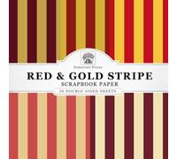 Red & Gold Stripe Scrapbook Paper: 20 Double-Sided Sheets for Scrapbooking, Junk Journals, Card Making, Decoupage, Origami, Paper Crafts, DIY Projects and Mixed Media