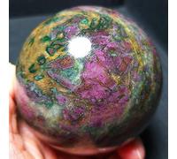 Red Green Ruby Sphere Epidote Quartz Crystal Polished Ball Ornaments (Size : 500-600g)