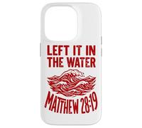 Red Groovy Wave l'a laissée dans l'eau Matthieu 28:19 Coque pour iPhone 14 Pro
