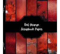 Red Grunge Scrapbook Paper, Abstract Junk Journal Paper, Vintage Decorative Paper, DIY Projects, Origami, Collage Sheets, Decoupage Paper, 10 Designs, Double Sided