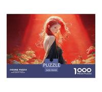 Red-Haired Girl in N Elegantt Black Dress 1000 Pièces Carton Premium Coffret De Puzzles Charming Lady Stimulant Et Éducatif Jeu Familial Puzzles pour Adultes Et Enfants 70x50cm/1000pcs