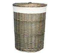 Red Hamper Panier à Linge Rond Antique, Polyester, Osier, 60 x 46 x 60 cm