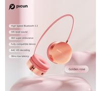 Red Headphone Picun-Téléphone de sauna sans fil i30, stéréo Hi-Fi, casque Bluetooth 5.3 léger avec microphone, 36 heures de lecture pour téléphone, PC, voyage ""Nipseyteko