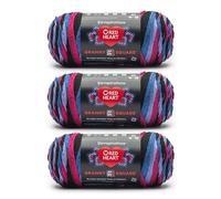Red Heart Granny Lot de 3 pelotes de fil carré All in One Noir - Hyper violet - 100% acrylique - #4 peigné (moyen) - 381 m - Pour tricot, crochet et amigurumi