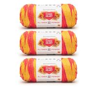 Red Heart Lot de 3 pelotes de fil Flower Power Poppy Star All in One - 250 g - 100% acrylique - #4 peignée (moyenne) - 400 m - Tricot/crochet
