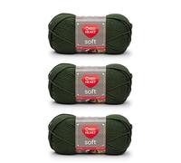 Red Heart Lot de 3 pelotes de laine douce - 141 g - Acrylique - 4 moyens (peignés) - 220 m - Tricot/Crochet - Vert foncé (Dark Leaf)