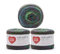 Red Heart Roll with It Lot de 3 paquets de 150 g de fil acrylique 4 moyens (peignés) 389 m