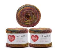 Red Heart Roll with It Lot de 3 pelotes de fil à rideaux mélangés 150 g - Acrylique - 4 moyen (peigné) - 389 m - Tricot/Crochet