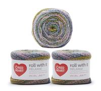 Red Heart Roll with It Lot de 3 pelotes de fil mélangé, Green Room