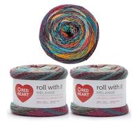 Red Heart Roll with It Lot de 3 pelotes de fil mélangé, Show Time