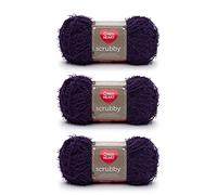 Red Heart Scrubby Grape Lot de 3 paquets de 100 g - Polyester - 4 moyens (peignés) - 90 m - Tricot/Crochet