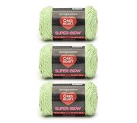 Red Heart Super Glow Lot de 3 paquets de fil vert phosphorescent, 50 g, 100% polyester, #4 peigné (moyen), 45,2 m, tricot/crochet