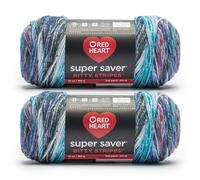 Red Heart Super Saver Bitty Stripe Galaxy Lot de 2 paquets de 283 g - 100% acrylique - #4 peigné (moyen) - 500 m - Tricot/crochet