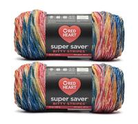 Red Heart Super Saver Bitty Stripe Sunset Stripe Lot de 2 paquets de 283 g - 100% acrylique - #4 peigné (moyen) - 500 m - Tricot/Crochet