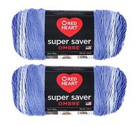 Red Heart Super Saver Jumbo Baja Blue Ombre Lot de 2 paquets de 283 g - Acrylique - 4 Medium (peigné) - 402 m - Tricot/Crochet