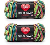 Red Heart Super Saver Jumbo Blacklight Lot de 2 paquets de 283 g - Acrylique - 4 moyens (peignés) - 450 m - Tricot/Crochet