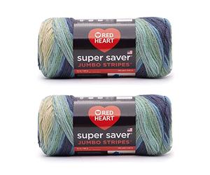 Red Heart Super Saver Jumbo Fil, Acrylique, Rayures Sutherland, 2 Pack, Set de 880 Pièces