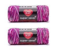 Red Heart Super Saver Jumbo Lot de 2 paquets de 283 g - Acrylique 4 moyen (peigné) 450 m - Pour tricot/crochet, Berry Pooling (nuances de violet)