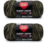 Red Heart Super Saver Jumbo Lot de 2 paquets de 283 g de fil de camouflage acrylique 4 moyens (peigné) 450 m pour tricot/crochet