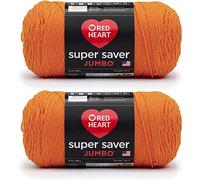 Red Heart Super Saver Jumbo Lot de 2 paquets de 396 g de fil à tricoter et crochet en acrylique 4 moyens (peignés) 700 m