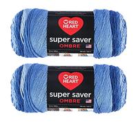 Red Heart Super Saver Jumbo Lot de 2 pelotes de fil bleu ombré
