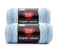 Red Heart Super Saver Lot de 2 paquets de fil Jumbo bleu clair, 283 g - 100% acrylique - #4 peigné (moyen) - 450 m - Tricot/crochet