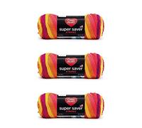 Red Heart Super Saver Lot de 3 pelotes de fil à rayures fruitées - 141 g - Acrylique - 4 moyen (peigné) - 220 m - Tricot/Crochet