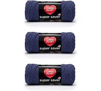 Red Heart Super Saver Lot de 3 pelotes de laine acrylique pour le tricot/crochet, 141 g, 333 m, n° 4 moyenne (peignée), bleu foncé (Denim)