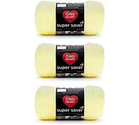 Red Heart Super Saver Lot de 3 pelotes de laine acrylique pour le tricot/crochet, 198 g, n° 4 moyenne (peignée), 333 m, jaune pâle