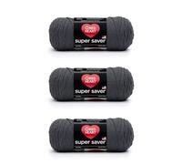 Red Heart Super Saver Lot de 3 pelotes de laine acrylique pour le tricot/crochet, 198 g, n° 4 moyenne (peignée), 333 m, noir (Charcoal)